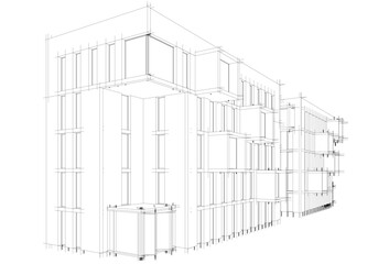 Modern architectural building 3d rendering