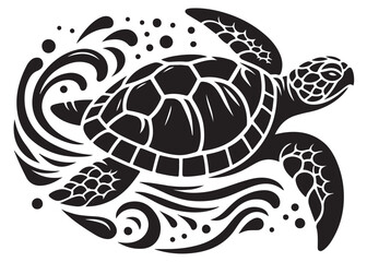 silhouette vector turtle logo design illustration,  turtle logo icon silhouette, swimming turtle logo design, turtle animal silhouette vector, silhouette of turtle design on white background.