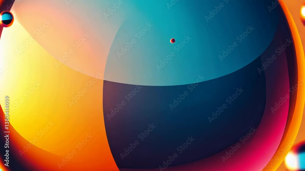 Poster a colorful background with many different colored circles. some of the circles are blue, some are ye