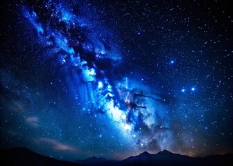 Obraz premium Majestic Night Sky: Starry Blue Galaxy Background - Astrophotography Image