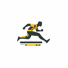 Fototapeta premium Athlete silhouette sprints vigorously in minimalist sporty scene design