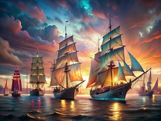 Obraz premium Majestic Tall Ships at Aalborg 2022: Rule of Thirds Composition