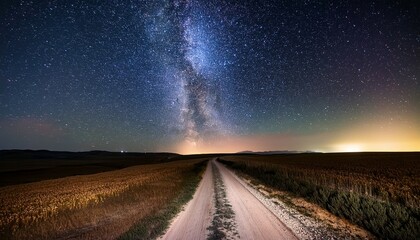 starry night road a dirt road winds toward the horizon under the milky way
