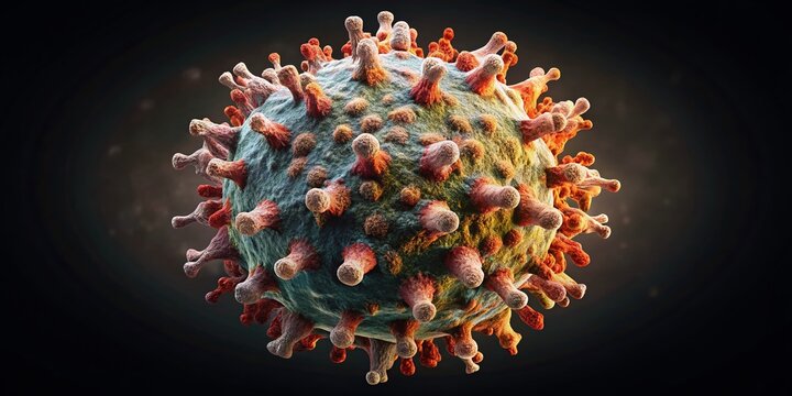 Microscopic Close-up of Papilloma Virus, Detailed Medical Image