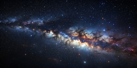 Obraz premium Midnight Starry Sky: Deep Space Astrophotography with High Depth of Field