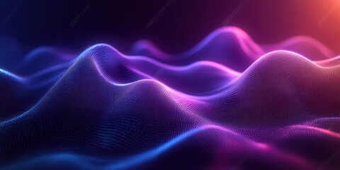 Obraz premium Futuristic Abstract Digital Waves with Glowing Neon Colors Soft Focus Lighting High-Tech Aesthetic Smooth Gradients