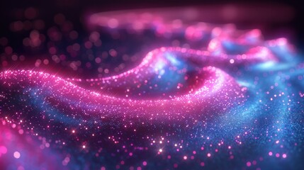 Abstract glowing particles flowing, dark background, vibrant colours, digital art