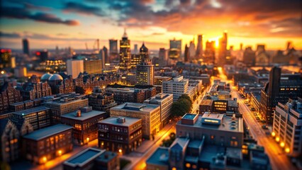 Fototapeta premium Miniature Cityscape: Tilt-Shift Photography of Urban Scene, July 18th