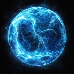 Obraz premium High Voltage Blue Electric Lightning Energy Sphere with Plasma Discharge and Futuristic Effects