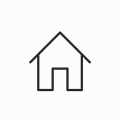 Black single house line icon, simple style real estate flat design concept pictogram vector for app ads web banner button ui ux interface elements isolated on white background