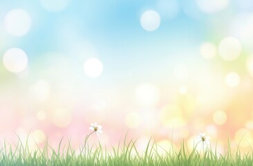 Fototapeta premium Daisy Flower Field with Bokeh Lights and Pastel Colors Background