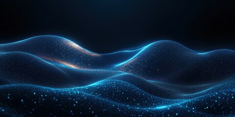 Futuristic Technology Background with Blue Light Digital Waves and Particle Effects