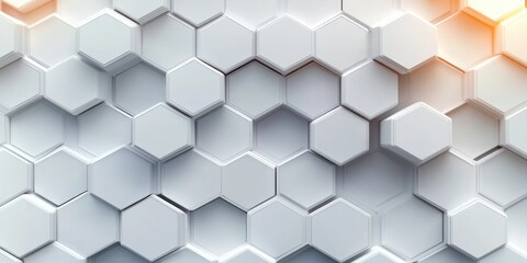 Naklejka premium Geometric Honeycomb Pattern Abstract Background Soft White Technology Design
