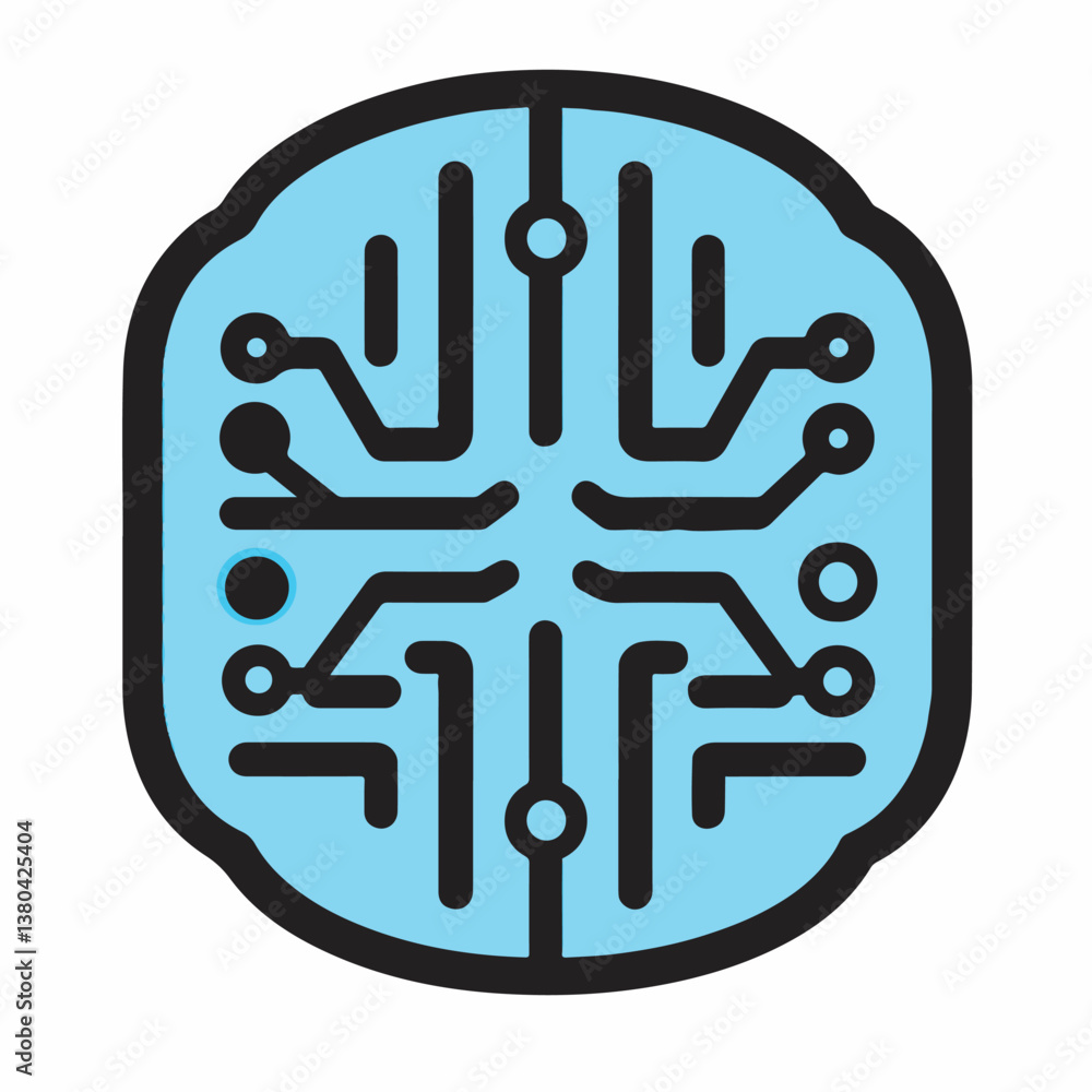 Aufkleber circuit brain glows illuminating data processing concept design network