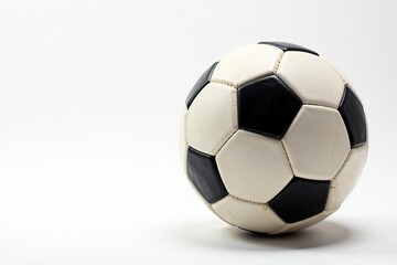 Naklejka premium Well-worn football against stark white backdrop , object, sports background, rugby