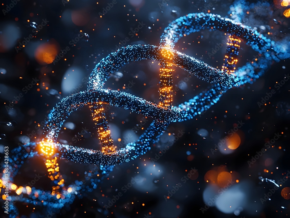Poster futuristic dna circuit design symbolizing data storage technology
