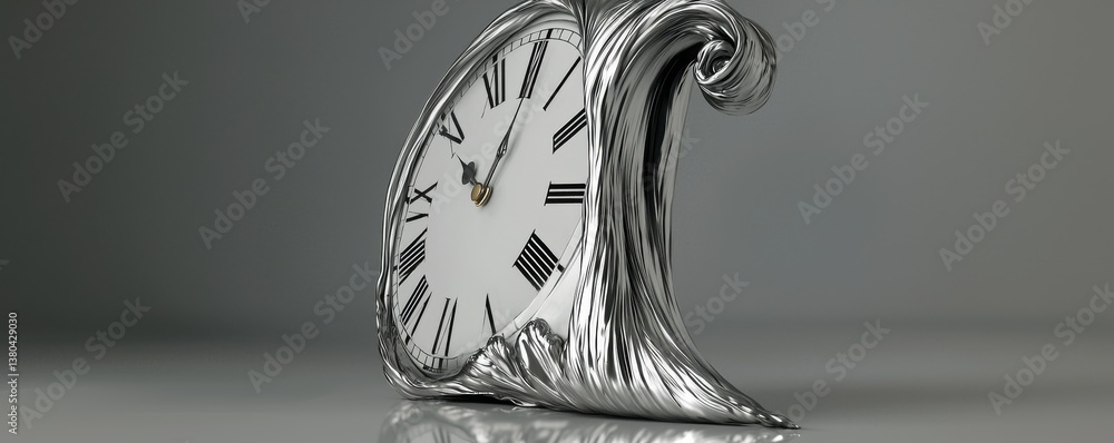 Poster a unique clock design representing fluidity.