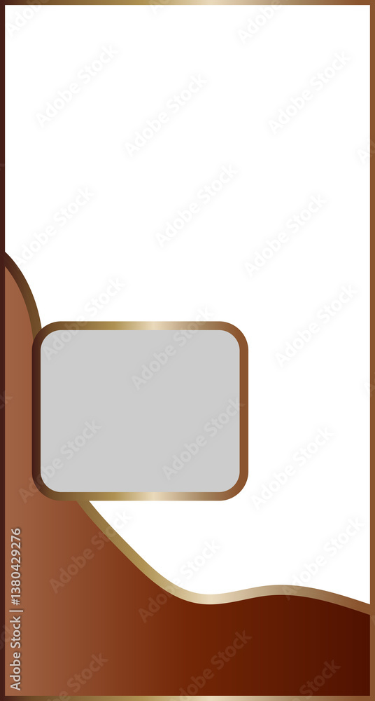 Poster golden rectangular frame isolated on transparent background. composition of color background with or