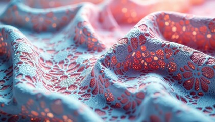Geometric pattern lace fabric, modern design, subtle sheen, art, minimal