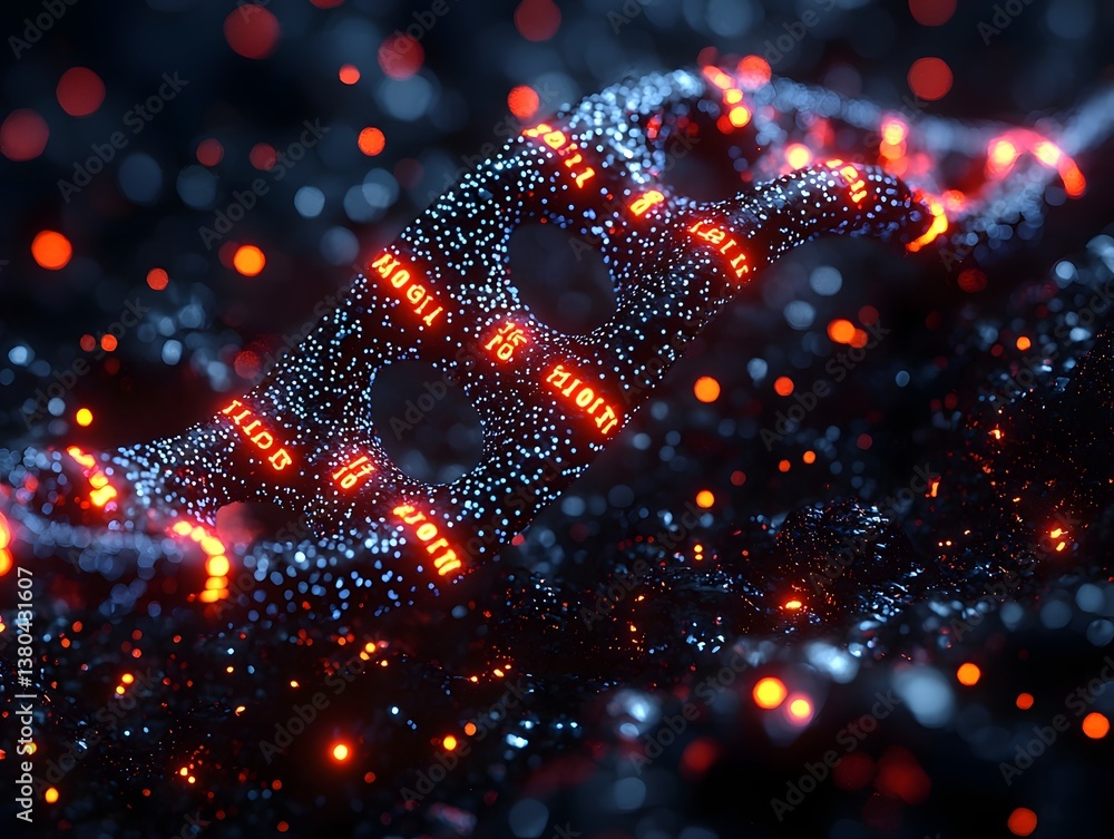 Poster digital binary pattern representing a dna data storage concept
