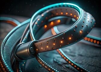 Naklejka premium Minimalist Futuristic Dog Training Leash: Glowing Macro Photography