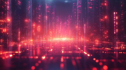 Fototapeta premium A glowing network of interconnected data points in a futuristic space, with a clear central area for text