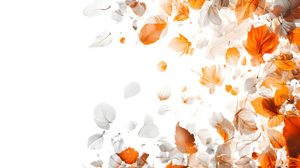 Vibrant Autumn Leaves Collage on White Background - Fall Foliage Composition Artwork