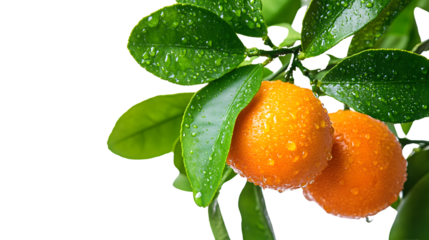 Vibrant Close-Up of Green and Orange Plant with Water Droplets in Sharp Detail.