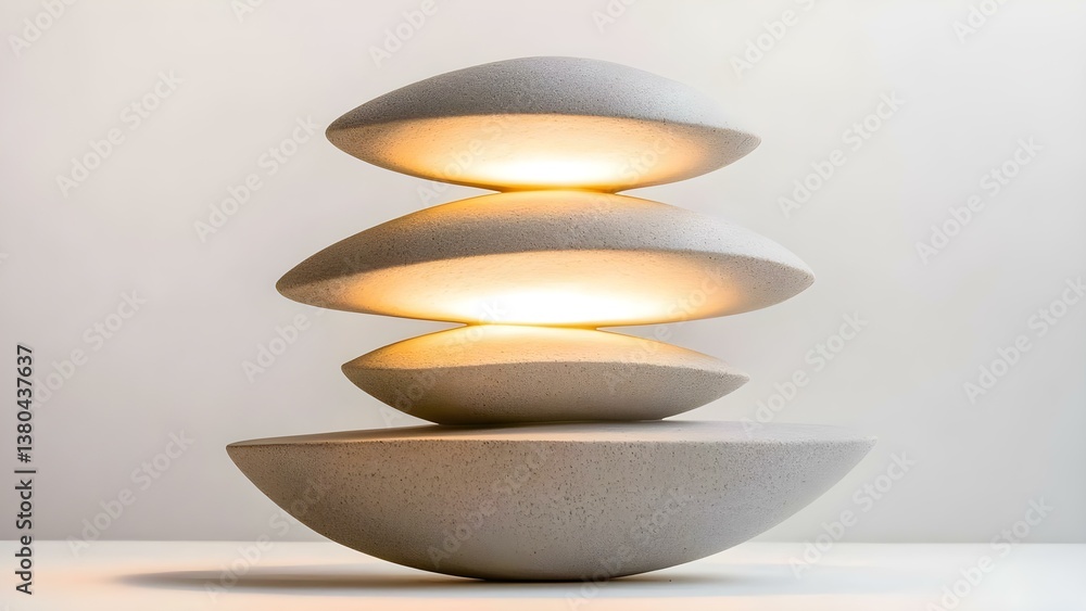Aufkleber a modern lamp featuring stacked, oval-shaped elements with integrated light sources, creating a scul