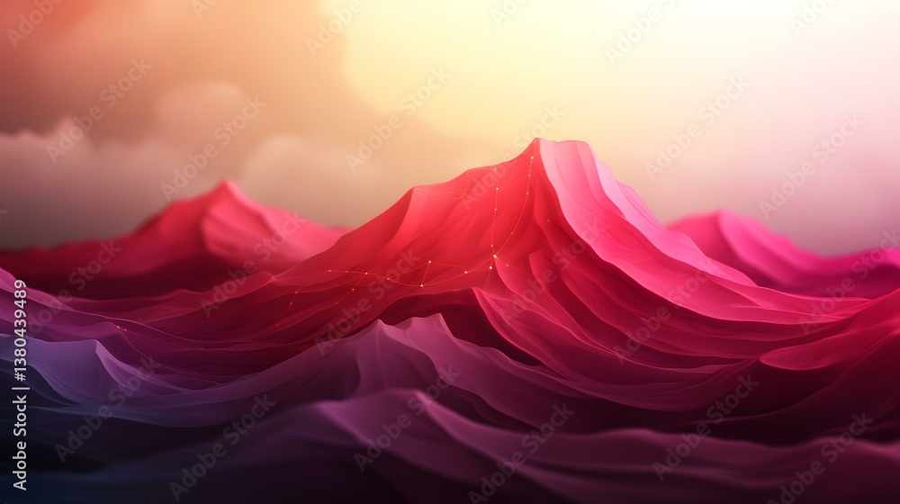 Poster the image contains an abstract rendering of a mountainous landscape, with flowing, draped forms in s