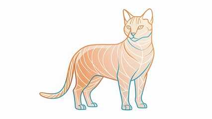 Obraz premium Minimalist Line Drawing Cat, Simple Pet Portrait, Elegant Feline Art