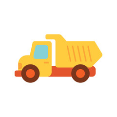 Flat Yellow Dump Truck car Illustration. Simple vector illustration of cute yellow dump truck, great for kids' materials, games, or educational use