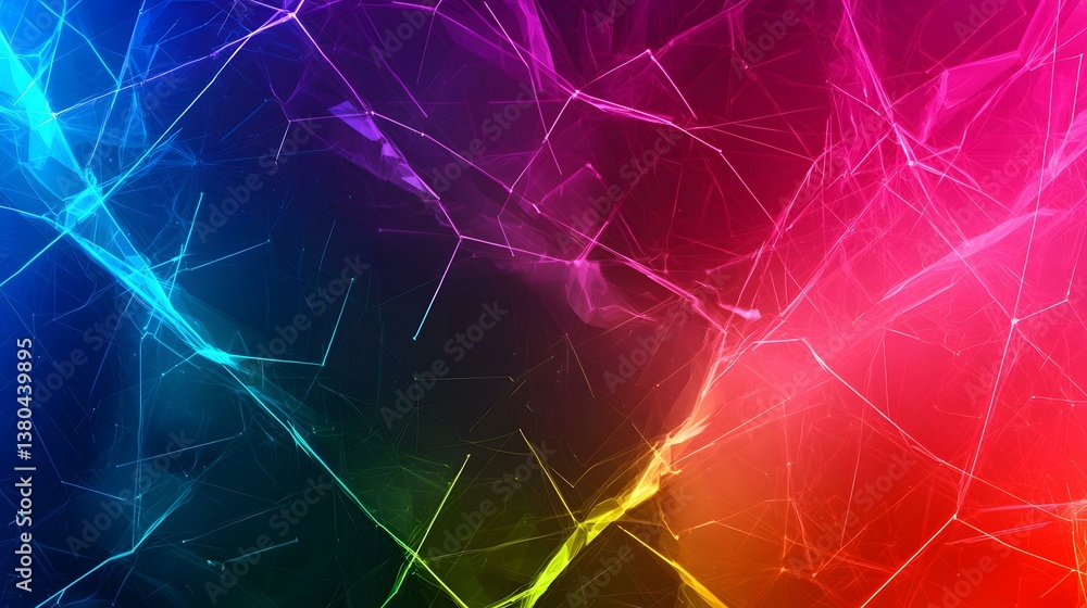 Aufkleber the image contains an abstract design featuring a network of glowing lines and points in vibrant, mu