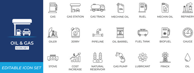 Oil And Gas Icon Set.