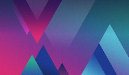 Abstract geometric background grainy gradient textures blending hues of blue, pink and green. Ideal for modern backdrops or banners