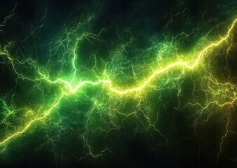 Obraz premium Electric Green Lightning Storm Abstract Energy Power Plasma Fractal