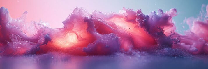 Abstract Fluid Art in Pink and Purple with Glowing Light Effect