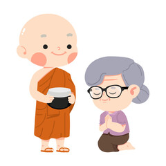 Monk and Elderly Woman Praying