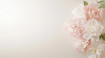 Elegant pink and white flowers on a soft beige background, perfect for invitations and romantic designs.