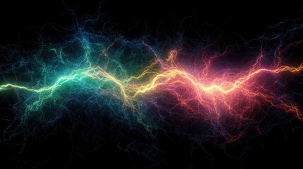 Electric Storm Abstract with Vibrant Neon Energy and Dynamic Lightning Effects