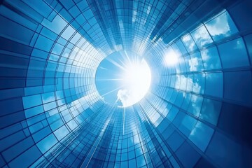 Circular Glass Building Exterior with Sky View