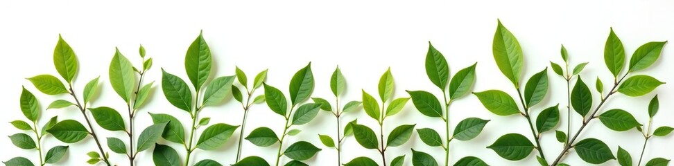 Fototapeta premium Foliage with stems isolated on white background, , natural colors
