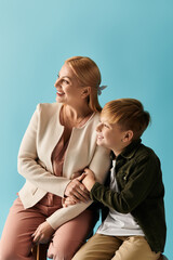 Mother and son share joyful moments full of love and connection in a soothing atmosphere