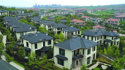Obraz premium Aerial view of modern suburban homes