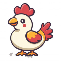 On the farm, a rooster with a prominent crest, a type of bird and fowl, oversees his flock. From chick to egg, this chicken's beak works in agriculture.