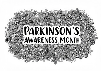 Parkinson's Awareness Month: Doodle Art for Support and Awareness.  A symbolic visual representation of the challenges and hope surrounding this neurological condition, raising awareness