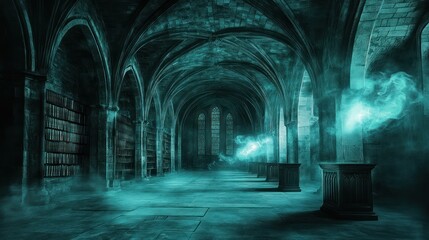 Fototapeta premium Mystical Hallway, Archive, Eerie Glow