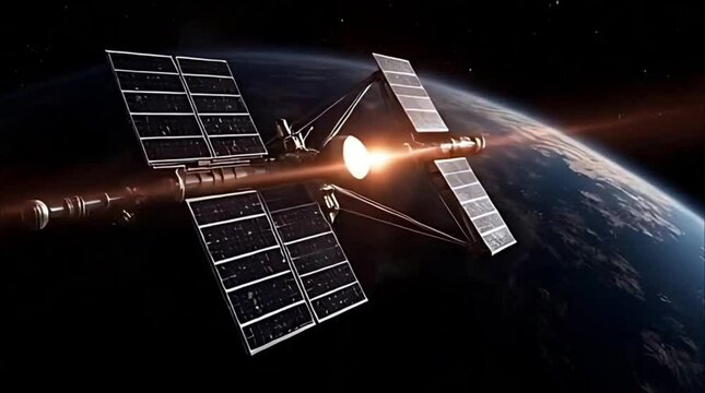 Space-Based Solar Power Station Capturing Sunlight and Transmitting Energy