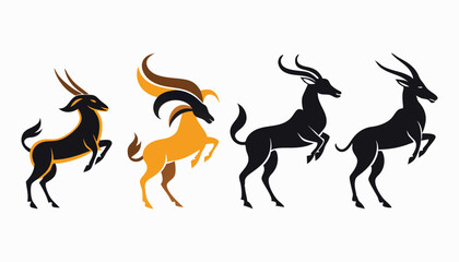 Silhouette of a deer with antlers in a simple vector design, showcasing wildlife and nature themes