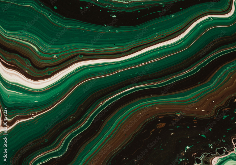 Poster abstract texture background with green brown and white swirling patterns creating a malachite-like e